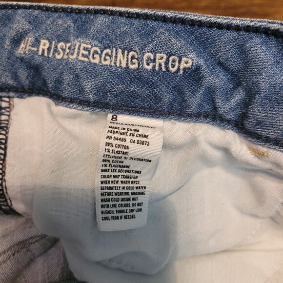 American Eagle Jeans 8 R Hi Rise Jegging Crop Medium Light Wash Stretch Denim - Picture 5 of 10